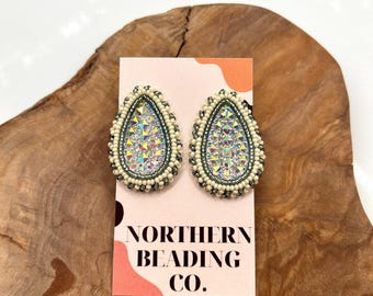 Eucalyptus - Indigenous Native Handmade Beaded Teardrop Earrings
