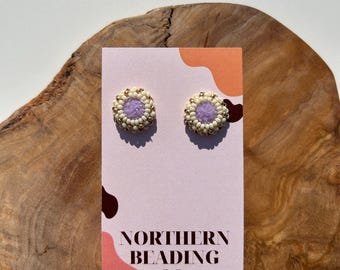 Indigenous Native Handmade Beaded Small Gold Earrings