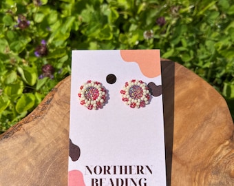 Hibiscus - Indigenous Beaded Round Earrings (Small)