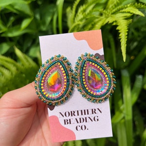Jasper - Indigenous Beaded Teardrop Earrings (Canada Collection)