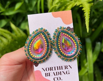 Jasper - Indigenous Beaded Teardrop Earrings (Canada Collection)
