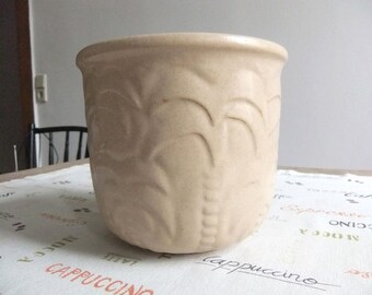 Übertopf mit wunderschönem Palmenmuster beige dick mit Struktur