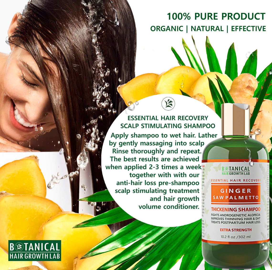 Anti Hair Loss Shampoo Ginger & Saw Palmetto Organic Etsy