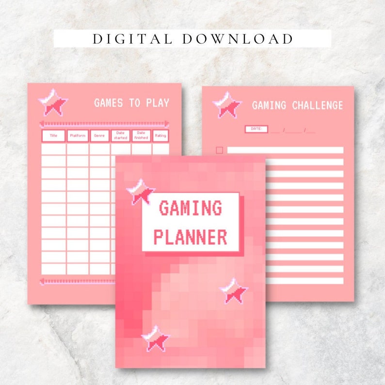 Gaming Planner Printable Gaming Journal Gaming Log Video Game Planner Video Game Log Video Game