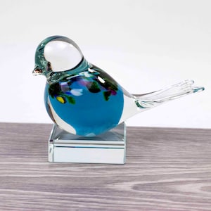 Mini Urn | Urn | Bird | Light Blue | Black Spot | Glass