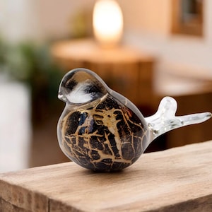 Mini Urn | Urn | Bird | Black | Goldleaf |