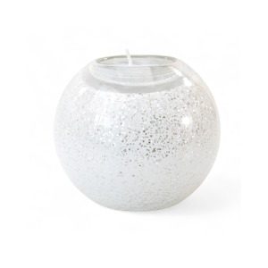 Tealight Mini Urn - White & Silver - Handmade Craft from Europe -