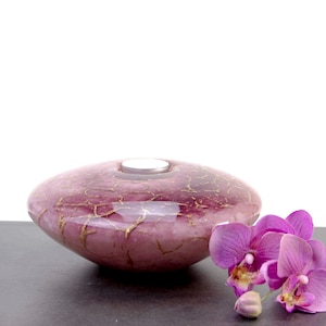 Mini Urn| Tealight Urn | Glass Urn | Disc Purple | Large