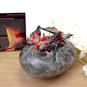 Mini urn 2 Red Butterflies on Gray Stone
