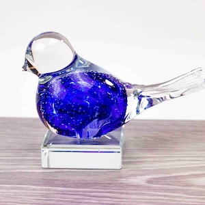 Mini Urn | Urn | Bird | Blue Bubble | Glass