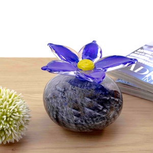 Mini Urn| Glass Urn| Urn with Flower| Forget-me-not Flower | Blue Gray
