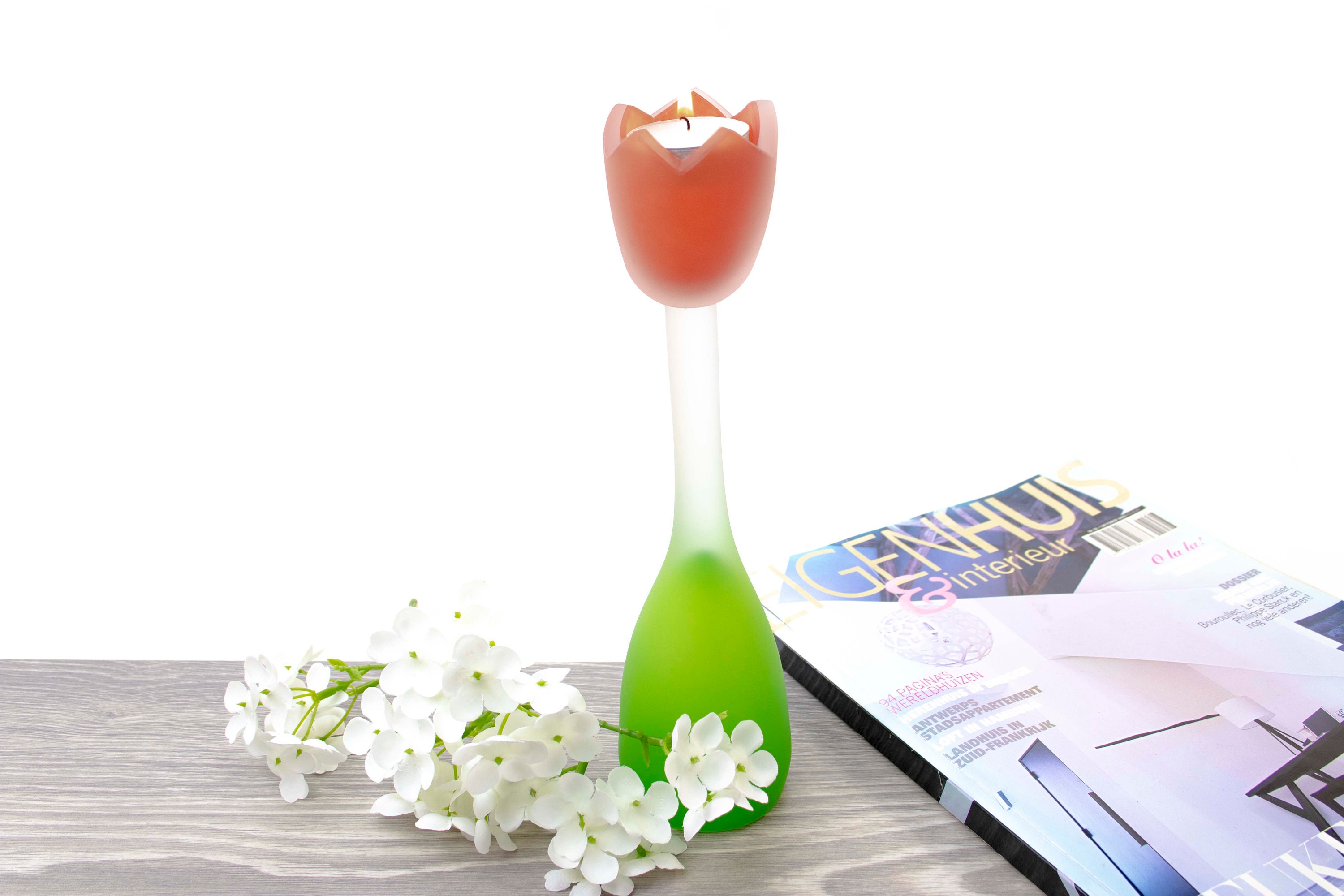 Mini urn | Urn | Tealight holder | Tulip Urn | Red tulip with Green