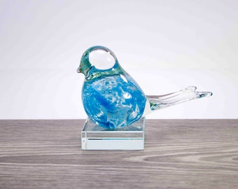 Mini Urn | Urn | Bird | Blue Bubble | Glass Urn