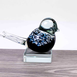 Mini-Urne | Urne | Vogel | Schwarz | Weiße Punkte | Glas