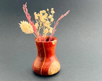 Miniature Laminated Bud Vase, Wood Turned Vase