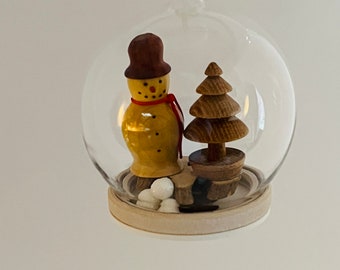Wood Turned Miniatures in Globe, Christmas Hanging Decoration