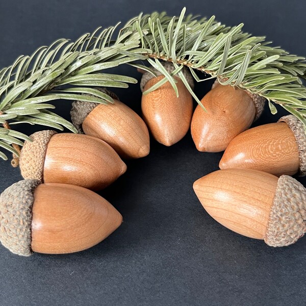 Cherry Wood Turned Acorn, 5th Anniversary Gift, Wood Lovers Gift