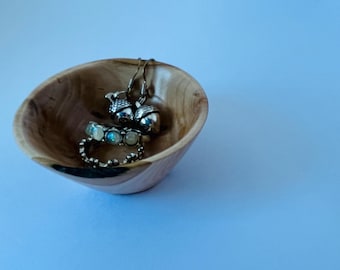 Hand Turned Cherry Branch Bowl, Natural Edge Trinket Dish
