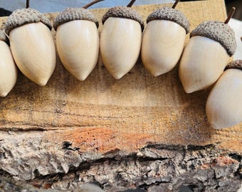 Silver Birch Wood Turned Individual Acorns , Natural Acorn Cap, 5th Anniversary Gift