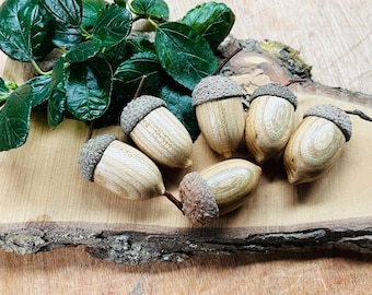 Wych Elm Wood Turned Acorns, 5th Anniversary Gift, Wood Lovers Gift