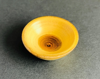 Laburnum Miniature Wood Turned Bowl, Dolls House Bowl, Trinket Dish
