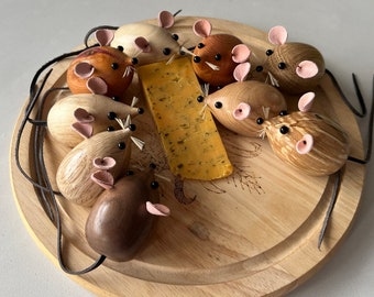 Wood Turned Mice, Fridge Magnets, House Warming Gift