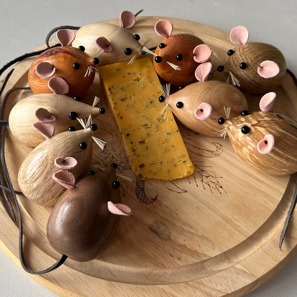 Wood Turned Mice, Fridge Magnets, House Warming Gift