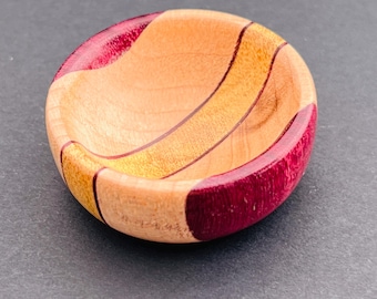 Miniature Laminated Bowl, Wood Turned Bowl, Trinket Dish