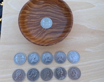 Loose Coin Bowl, Rare Old Coins, Birthday Keepsake, Turned Bowl Coin Insert