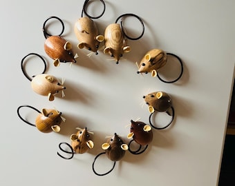 Wood Turned Mice, Fridge Magnets, House Warming Gift