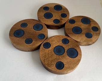 Wooden Coasters with Resin, House Warming Gift, Set of Four