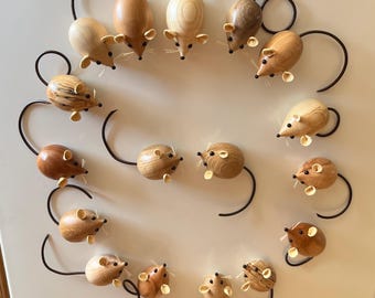 Wood Turned Mice, Fridge Magnets, House Warming Gift
