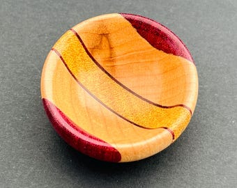 Miniature Laminated Bowl, Wood Turned Bowl, Trinket Dish