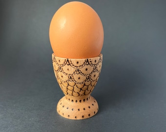 Pyrography Egg Cup, Wooden Egg Cup, Easter Gift