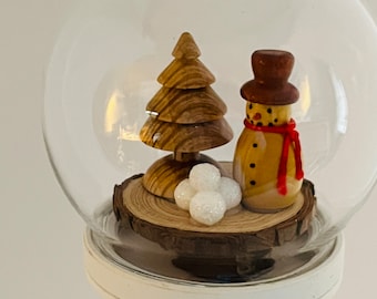 Miniature Christmas Globe, Wood Turned Miniatures, Christmas Decoration