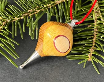 Wood Turned Christmas Bauble: Sycamore, Yellow Heart and Laburnum