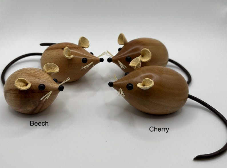 Ratones de madera torneada, imanes para nevera, regalo de inauguración de casa imagen 5