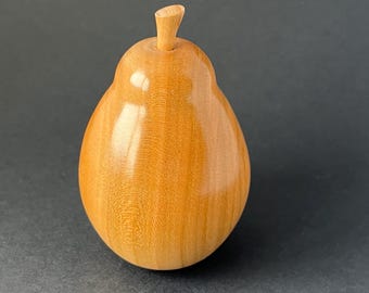 Wood Turned Pear, Cherry Wood Fruit Sculpture, 5th Anniversary Gift