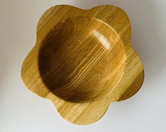 Flower Bowl, Wood Turned Oak Bowl, 5th Anniversary Gift