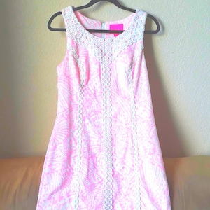 pink white lace dress Disco Lights Sequin Lace Mini Dress | Pink | Womens main image 1
