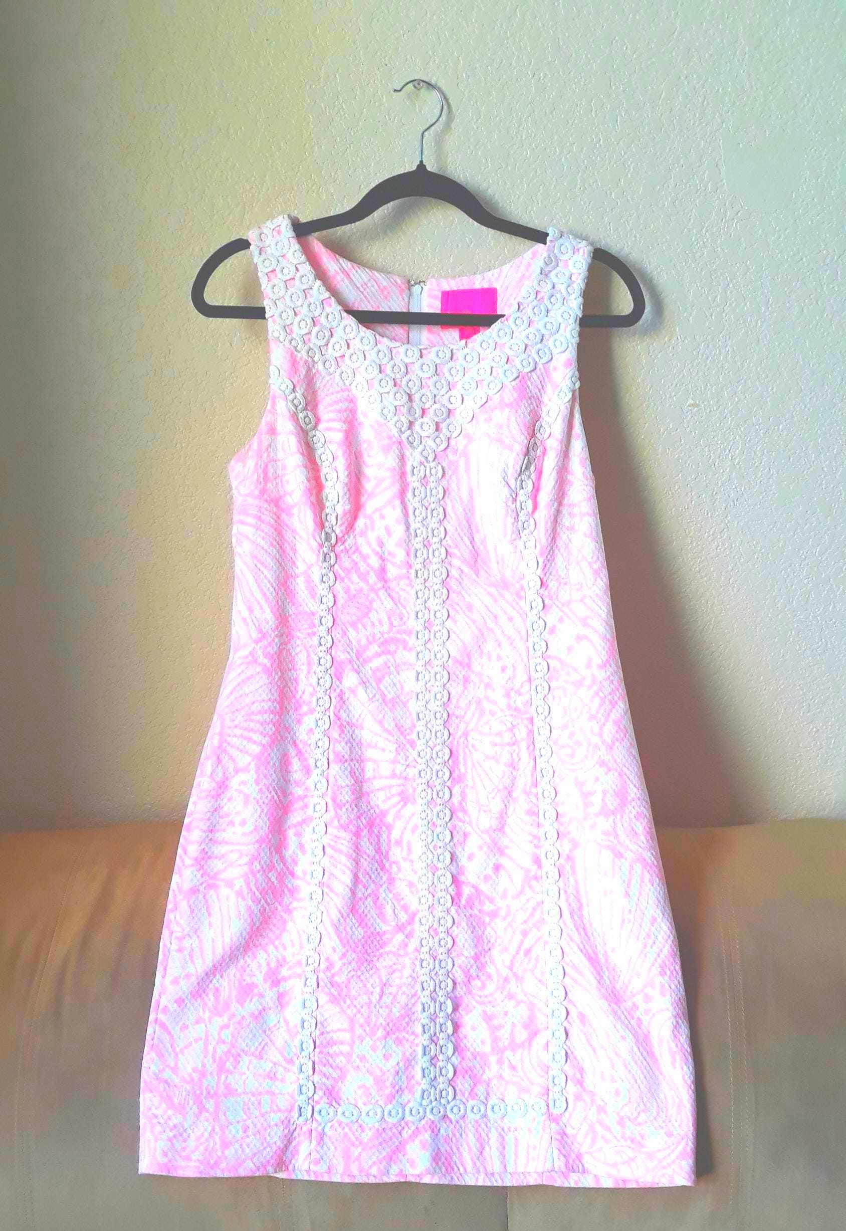 chinese dress ladies Lydon Lace Shift Dress - Cherry Blossom Pink Chicken Check – Ocean Palm main image 0