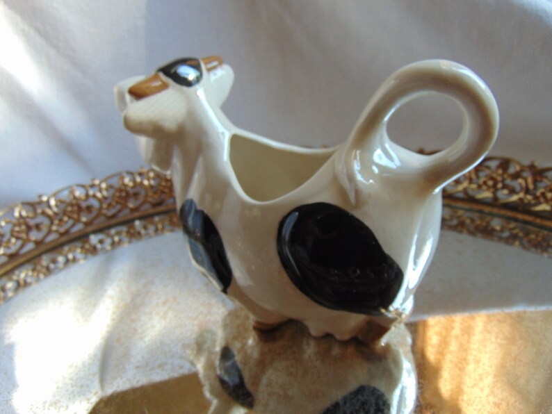 COW CREAMER Ceramic Black & White Cow Coffee Creamer Cow Etsy