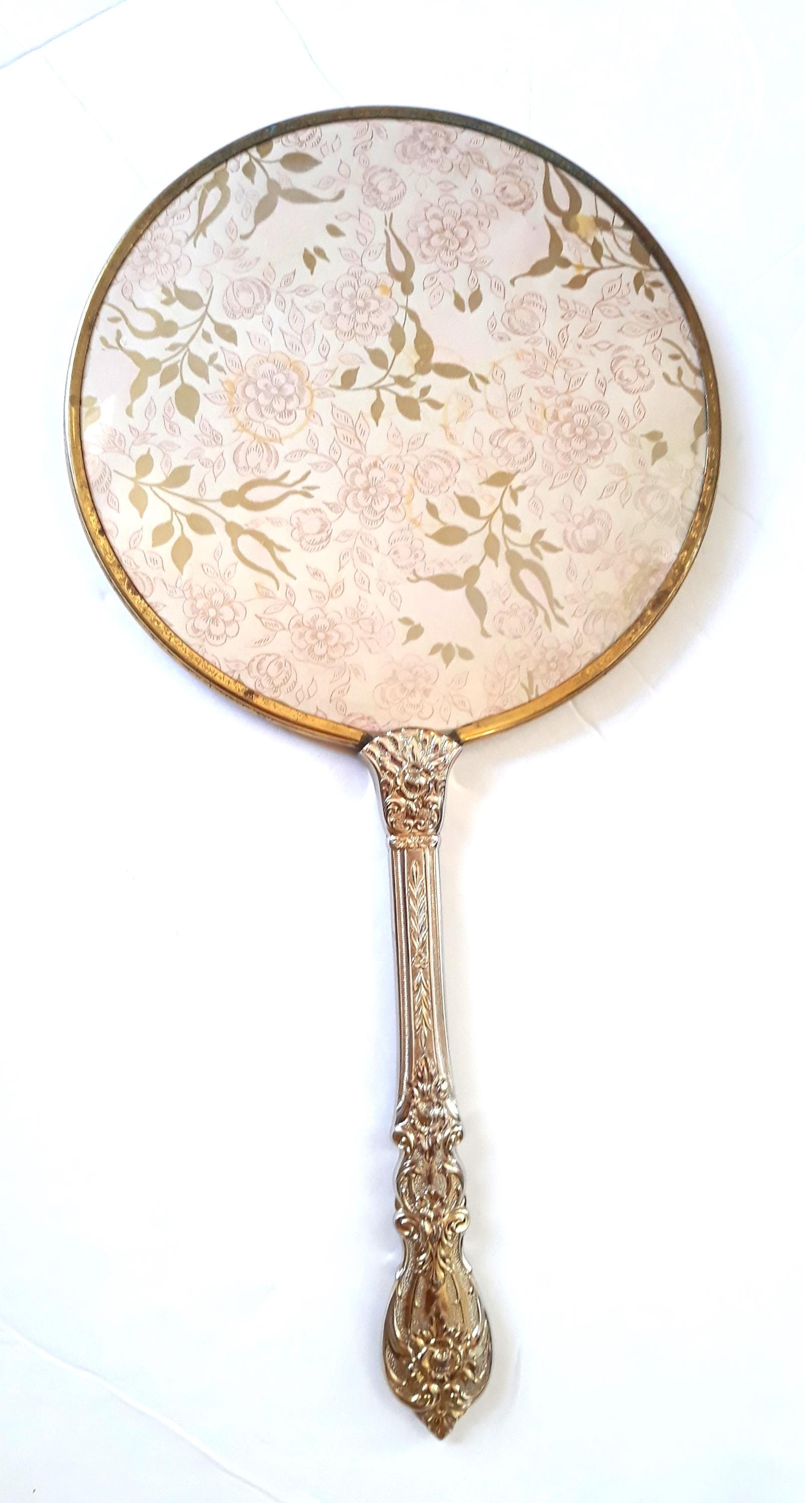 Vintage Beautiful Mid century hand mirror Antique Brass Hand Mirror, Ornate Handmade Vanity Mirror - Etsy main image 4