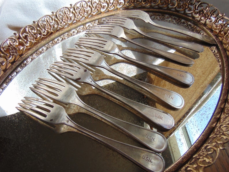 U.S. Navy DINNER FORKS Military Flatware Mess Hall Silverware Etsy