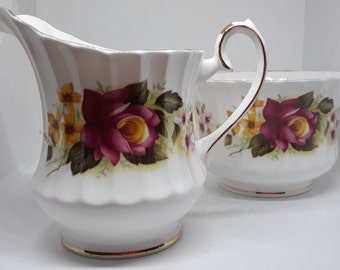 ROYAL SUTHERLAND CREAMER & Sugar Set Fine Bone China Staffordshire England 2 Piece