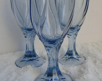 BLUE NORITAKE Sweet Swirl Goblets Wine Glasses Set of 3