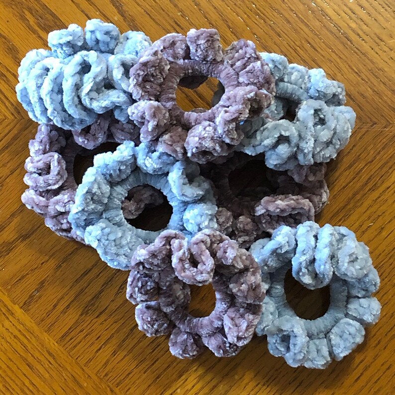 Crochet Velvet Hair Scrunchie Hair Bow Hair Tie Velvet Etsy