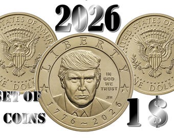 2026 P Donald Trump 1 dollar coin – 3 coins set - 45th & 47th President of the USA| US Mint | Uncirculated Dollar Coins