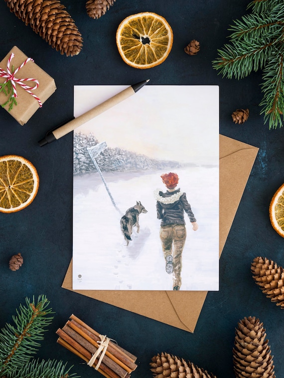 Weihnachtskarte  "Wolf im Schnee"