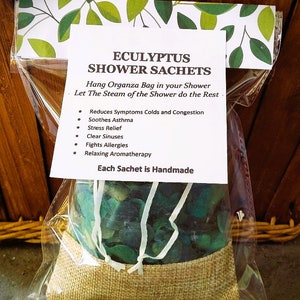Dried Eucalyptus Bathroom Sachets, Shower, Spa, Aromathrapy,Relief, 5&quot; x 4&quot;